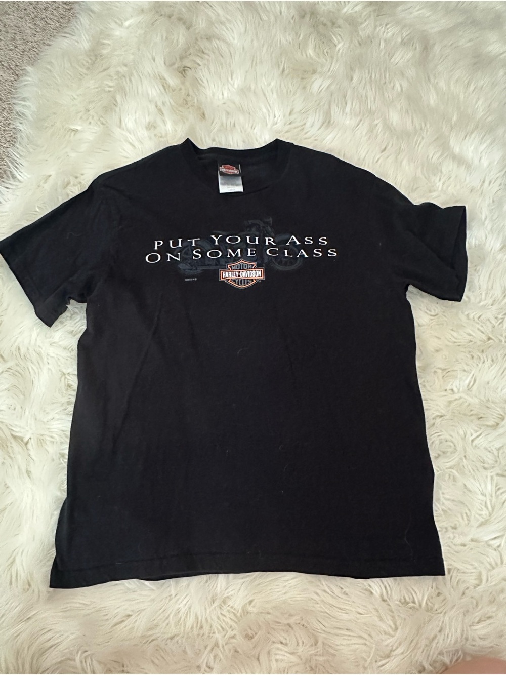 Harley-Davidson Black Short Sleeve Graphic Tee with White Text
